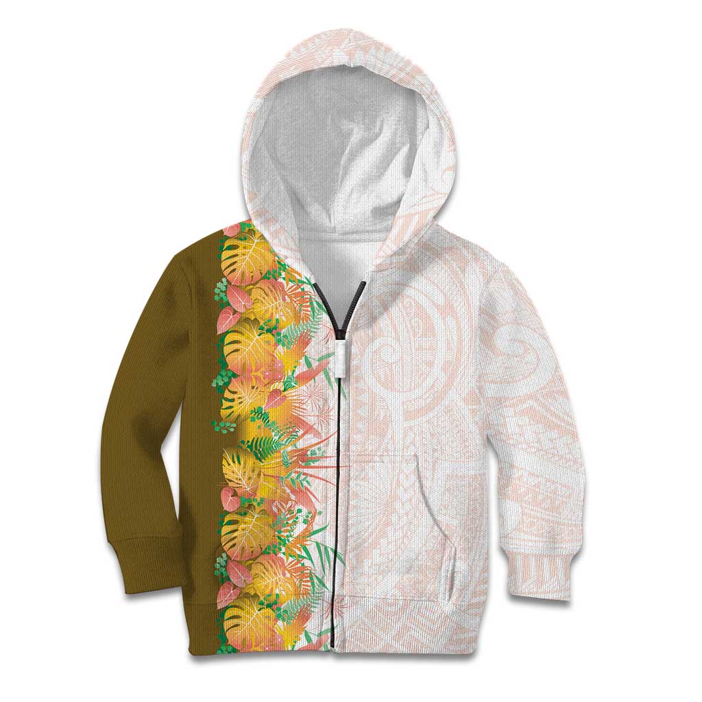 Hawaii Tropical Plant Lenalena Kid Hoodie Vibrant Polynesian Pattern LT01 Zip Hoodie Yellow - Polynesian Pride