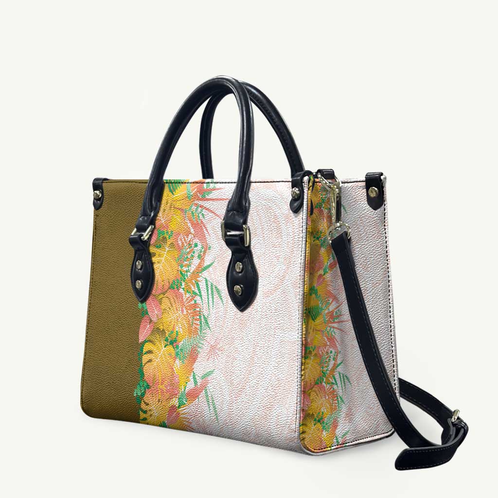 Hawaii Tropical Plant Lenalena Leather Bag Vibrant Polynesian Pattern
