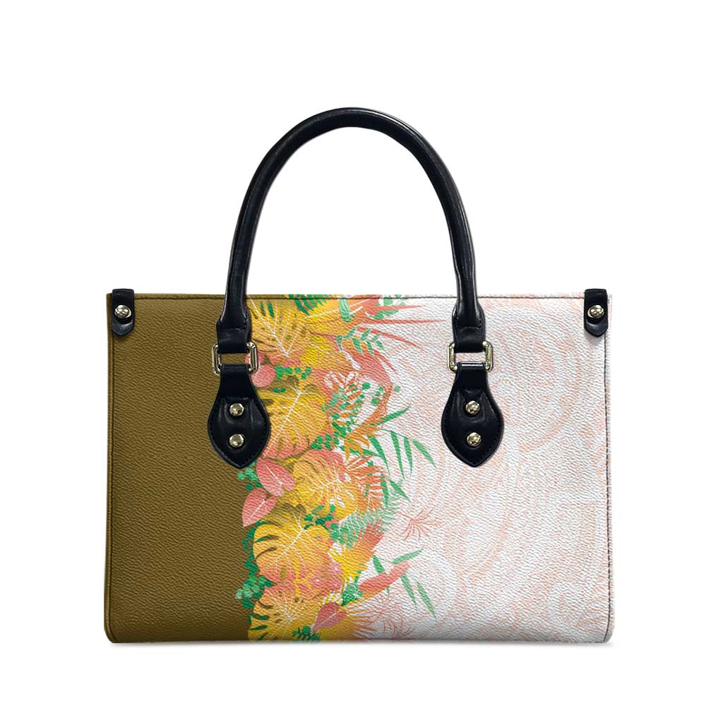 Hawaii Tropical Plant Lenalena Leather Bag Vibrant Polynesian Pattern