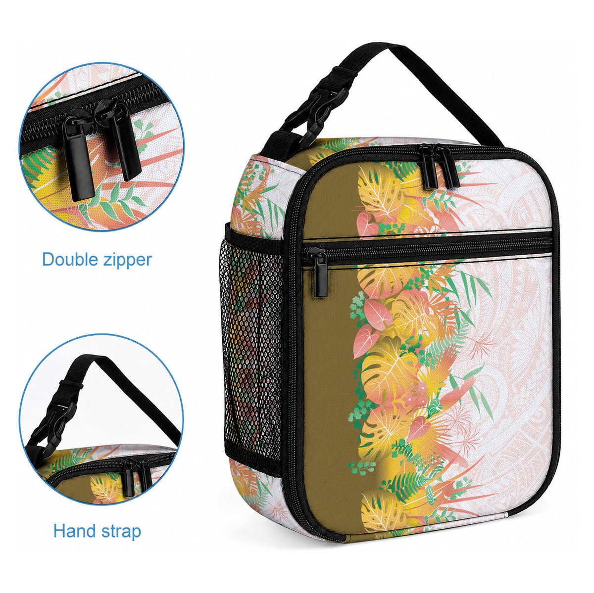 Hawaii Tropical Plant Lenalena Lunch Bag Vibrant Polynesian Pattern