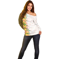 Hawaii Tropical Plant Lenalena Off Shoulder Sweater Vibrant Polynesian Pattern LT01 - Polynesian Pride