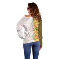 Hawaii Tropical Plant Lenalena Off Shoulder Sweater Vibrant Polynesian Pattern LT01 - Polynesian Pride