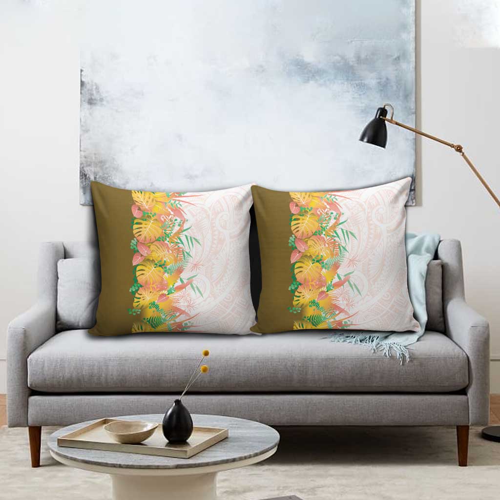 Hawaii Tropical Plant Lenalena Pillow Cover Vibrant Polynesian Pattern