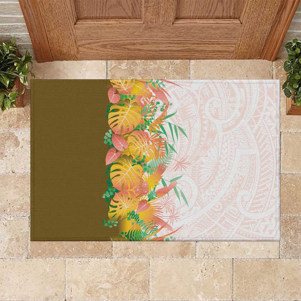 Hawaii Tropical Plant Lenalena Rubber Doormat Vibrant Polynesian Pattern LT01 Yellow - Polynesian Pride