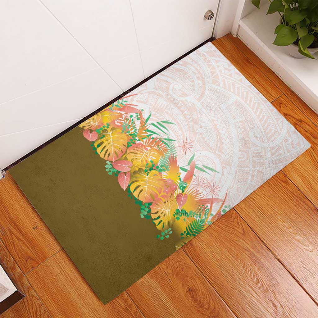 Hawaii Tropical Plant Lenalena Rubber Doormat Vibrant Polynesian Pattern LT01 - Polynesian Pride