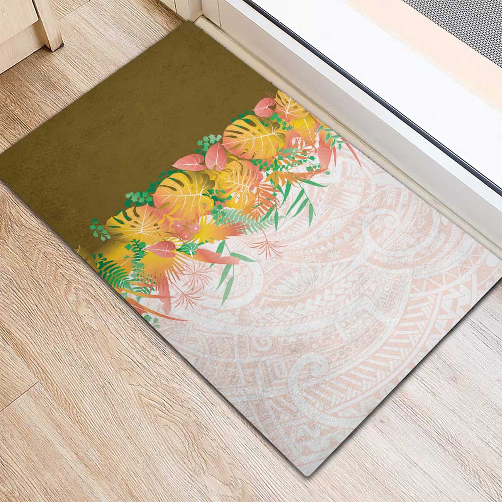 Hawaii Tropical Plant Lenalena Rubber Doormat Vibrant Polynesian Pattern LT01 - Polynesian Pride
