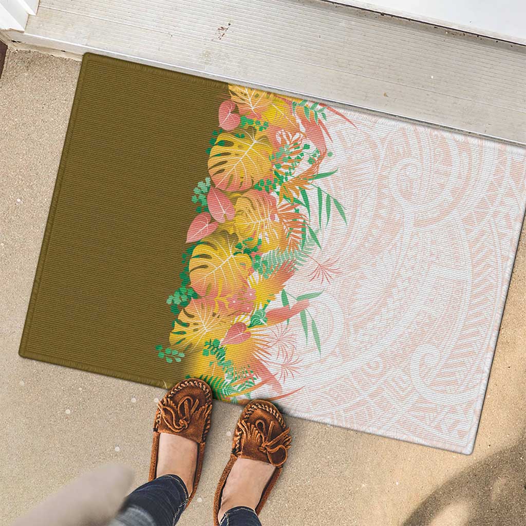 Hawaii Tropical Plant Lenalena Rubber Doormat Vibrant Polynesian Pattern LT01 - Polynesian Pride