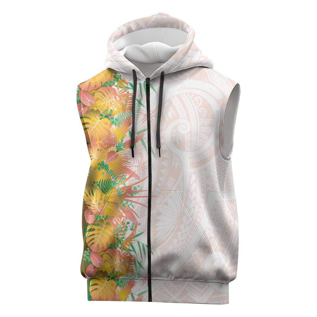 Hawaii Tropical Plant Lenalena Sleeveless Zip Hoodie Vibrant Polynesian Pattern LT01 Yellow - Polynesian Pride