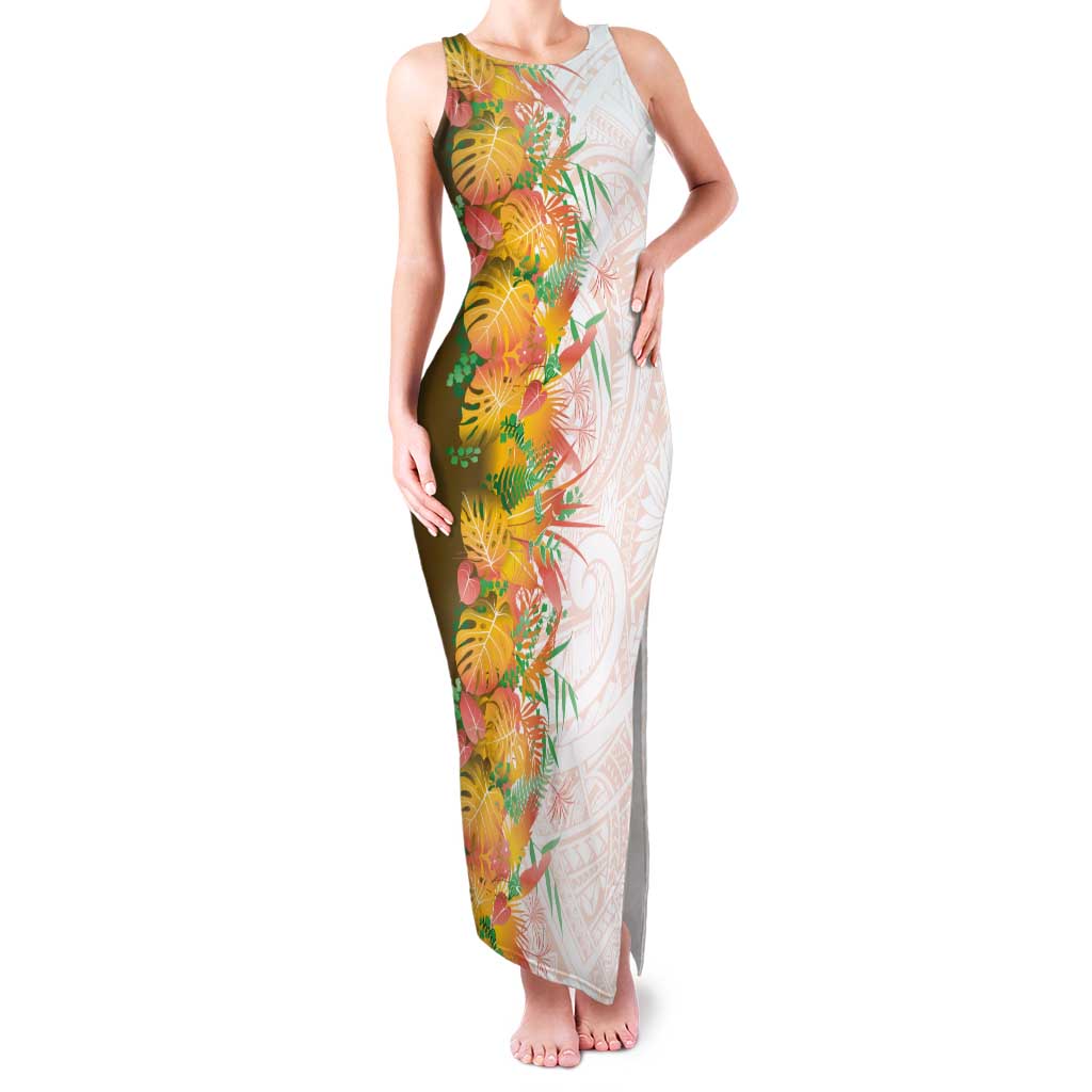 Hawaii Tropical Plant Lenalena Tank Maxi Dress Vibrant Polynesian Pattern LT01 Women Yellow - Polynesian Pride