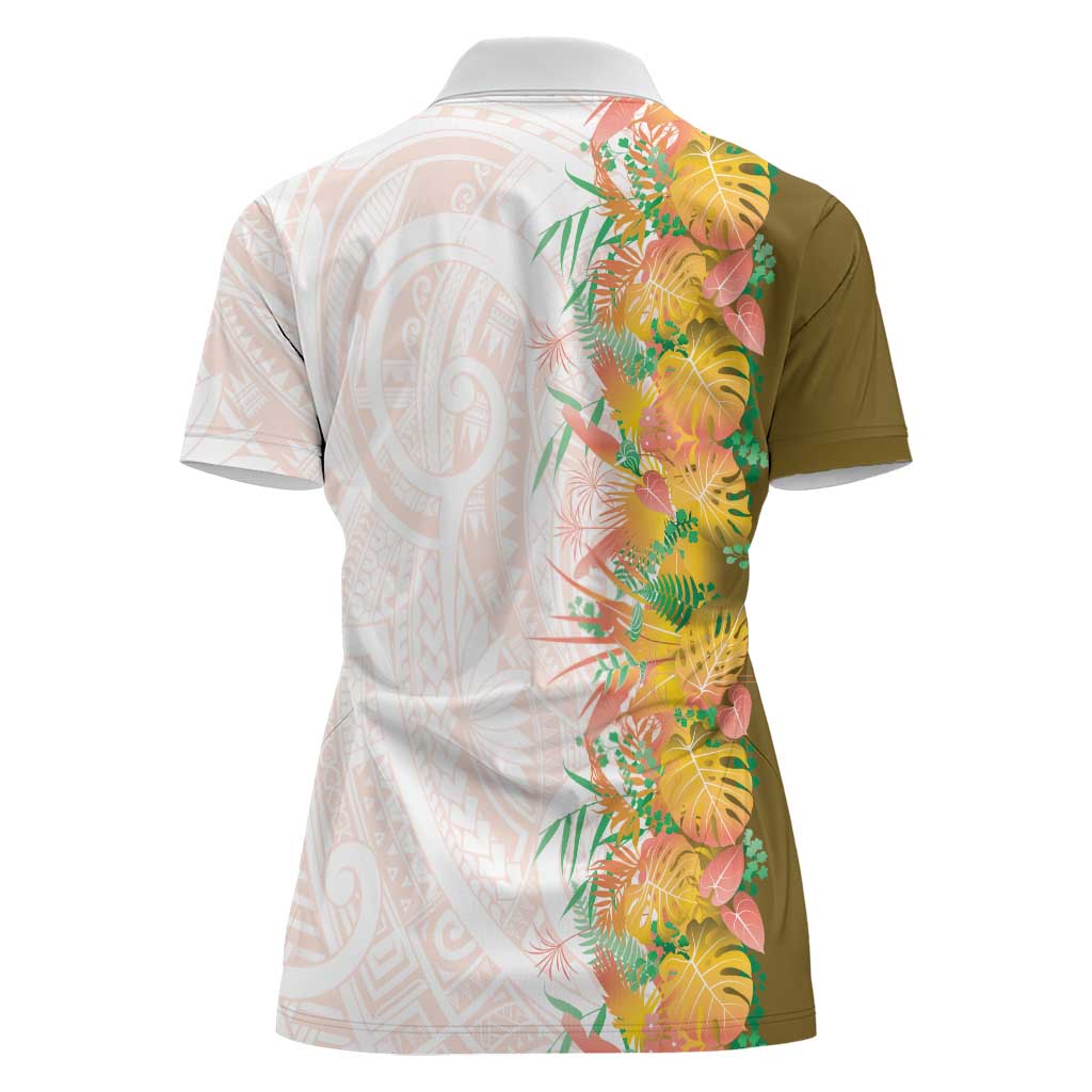 Hawaii Tropical Plant Lenalena Women Polo Shirt Vibrant Polynesian Pattern LT01 - Polynesian Pride