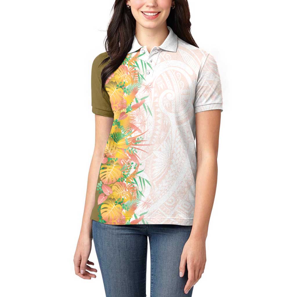 Hawaii Tropical Plant Lenalena Women Polo Shirt Vibrant Polynesian Pattern LT01 - Polynesian Pride