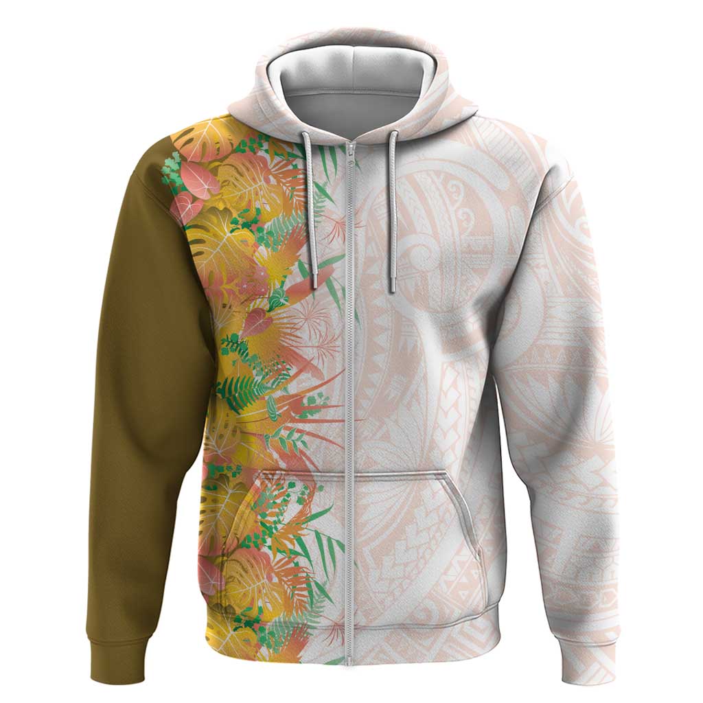 Hawaii Tropical Plant Lenalena Zip Hoodie Vibrant Polynesian Pattern LT01 Zip Hoodie Yellow - Polynesian Pride