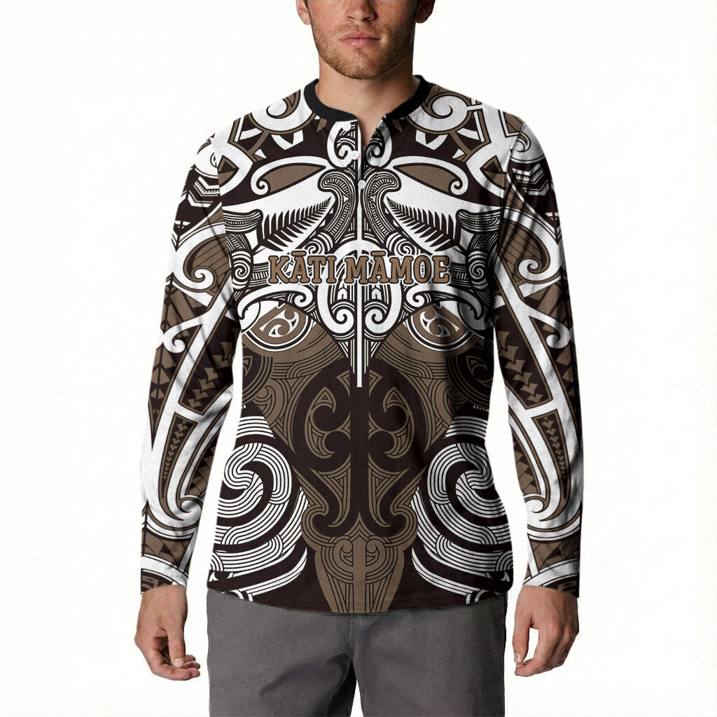 Personalised Maori Kati Mamoe Button Sweatshirt Silver Fern Kowhaiwhai Art LT01 - Polynesian Pride