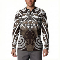Personalised Maori Kati Mamoe Button Sweatshirt Silver Fern Kowhaiwhai Art LT01 - Polynesian Pride