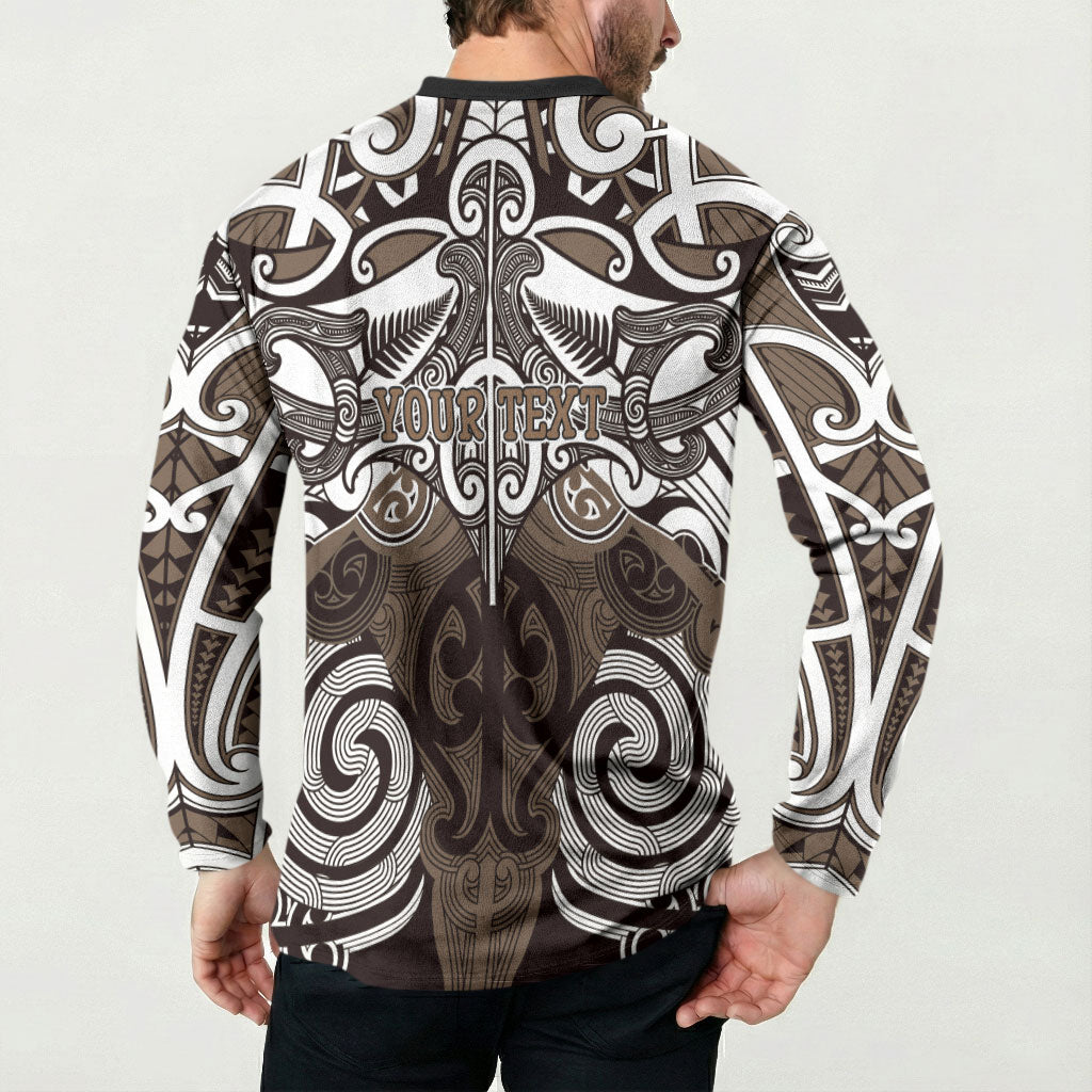 Personalised Maori Kati Mamoe Button Sweatshirt Silver Fern Kowhaiwhai Art LT01 - Polynesian Pride