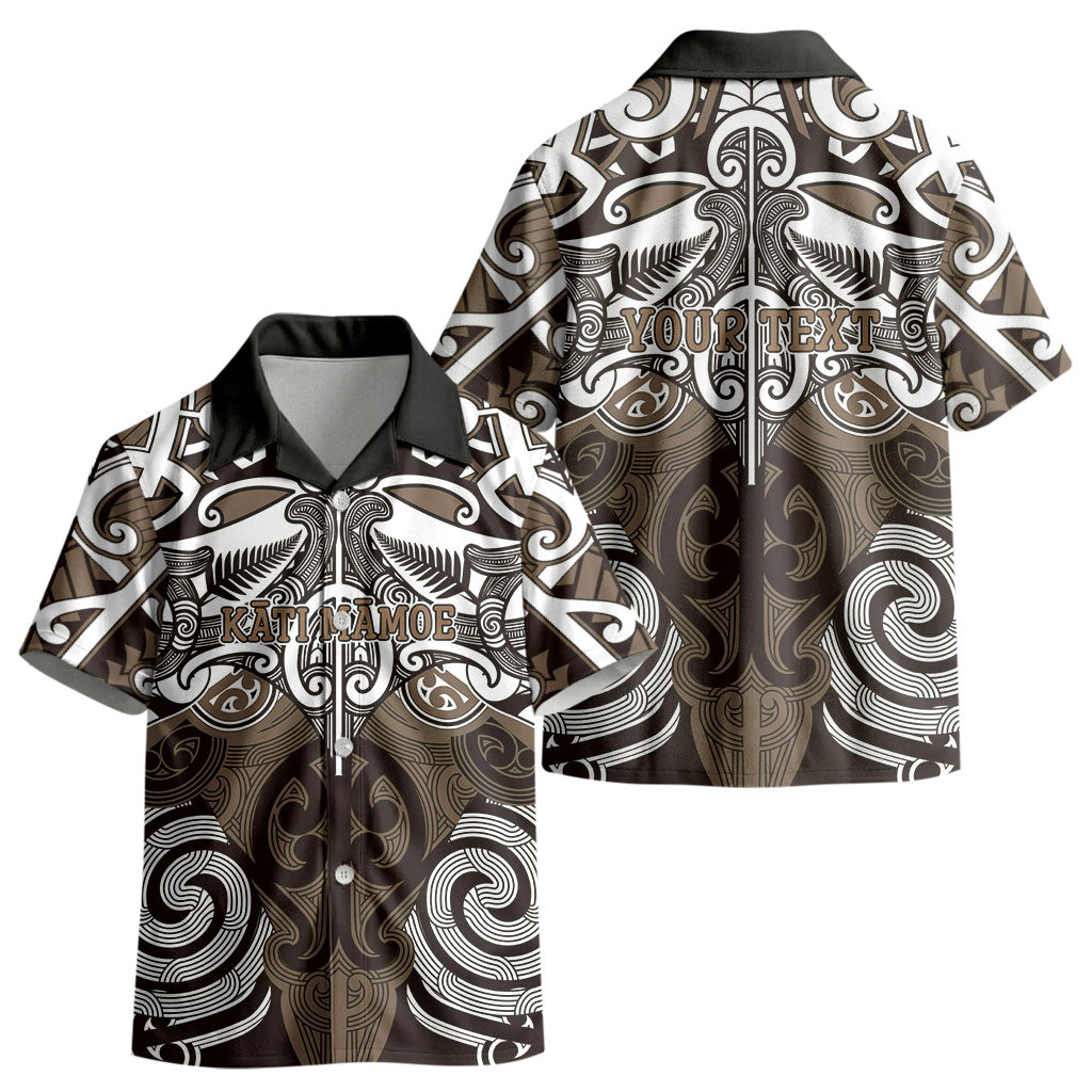 Personalised Maori Kati Mamoe Kid Hawaiian Shirt Silver Fern Kowhaiwhai Art LT01 - Polynesian Pride