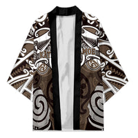 Personalised Maori Kati Mamoe Kimono Silver Fern Kowhaiwhai Art LT01 Unisex Brown - Polynesian Pride