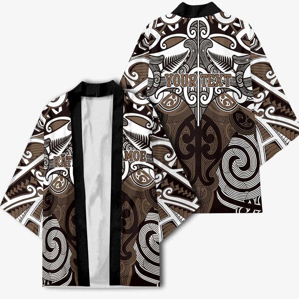 Personalised Maori Kati Mamoe Kimono Silver Fern Kowhaiwhai Art LT01 - Polynesian Pride
