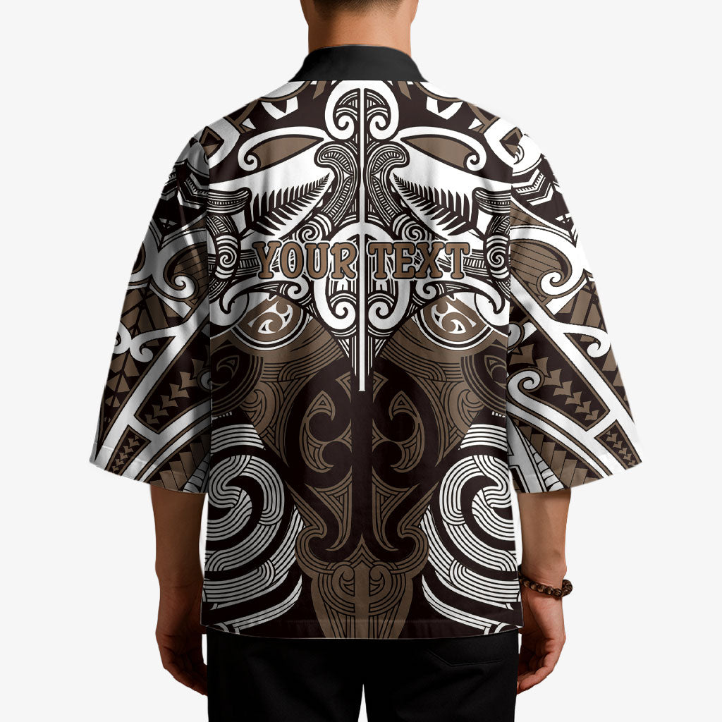 Personalised Maori Kati Mamoe Kimono Silver Fern Kowhaiwhai Art LT01 - Polynesian Pride