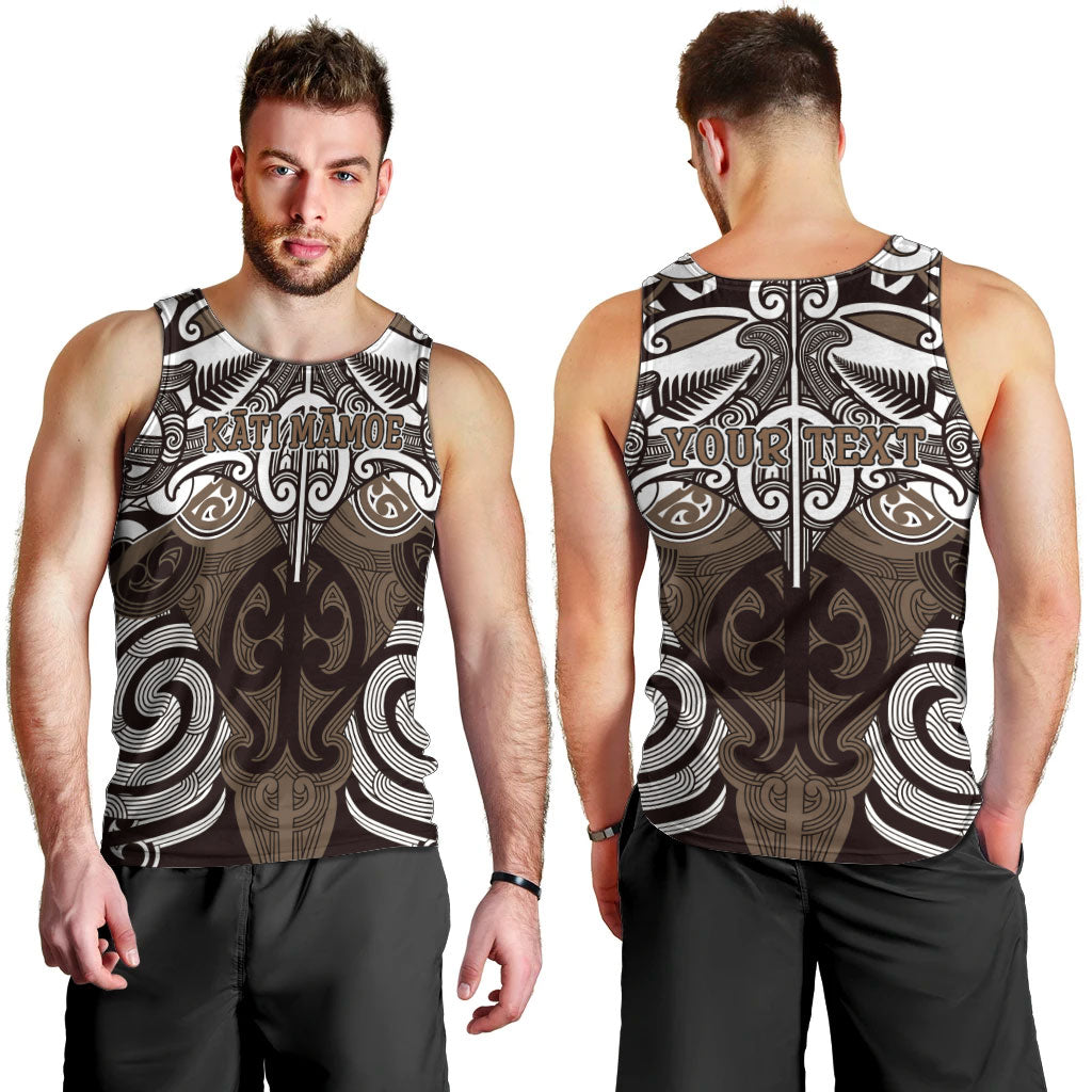 Personalised Maori Kati Mamoe Men Tank Top Silver Fern Kowhaiwhai Art LT01 - Polynesian Pride