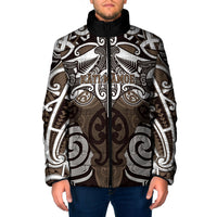 Personalised Maori Kati Mamoe Padded Jacket Silver Fern Kowhaiwhai Art LT01 Men Brown - Polynesian Pride