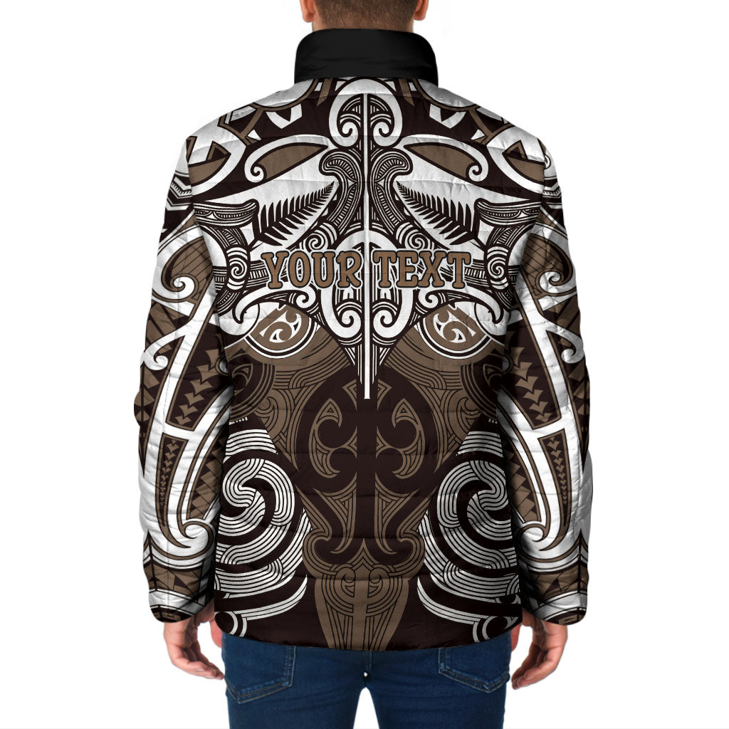 Personalised Maori Kati Mamoe Padded Jacket Silver Fern Kowhaiwhai Art LT01 - Polynesian Pride