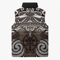 Personalised Maori Kati Mamoe Sleeveless Puffer Jacket Silver Fern Kowhaiwhai Art LT01 - Polynesian Pride