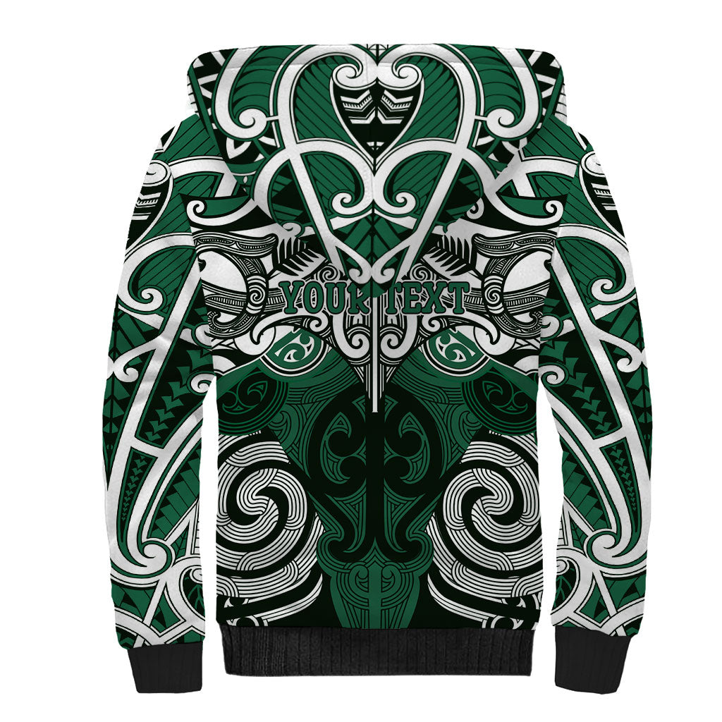 Personalised Maori Ngai Tahu Sherpa Hoodie Silver Fern Kowhaiwhai Art LT01 - Polynesian Pride