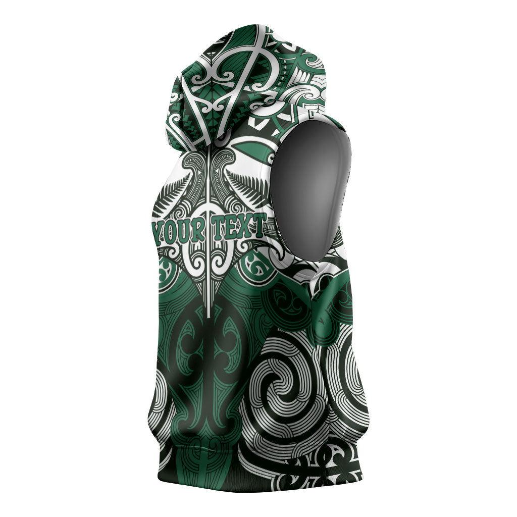Personalised Maori Ngai Tahu Sleeveless Hoodie Silver Fern Kowhaiwhai Art LT01 - Polynesian Pride