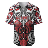 Personalised Maori Ngapuhi Baseball Jersey Silver Fern Kowhaiwhai Art LT01 Red - Polynesian Pride