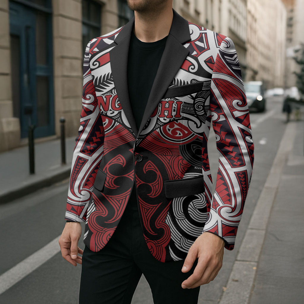 Personalised Maori Ngapuhi Blazer Silver Fern Kowhaiwhai Art LT01 - Polynesian Pride