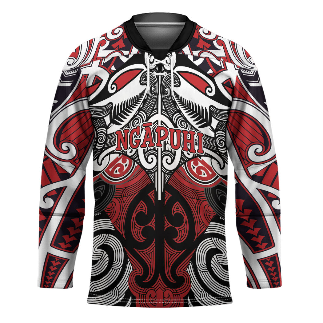 Personalised Maori Ngapuhi Hockey Jersey Silver Fern Kowhaiwhai Art LT01 Unisex Red - Polynesian Pride