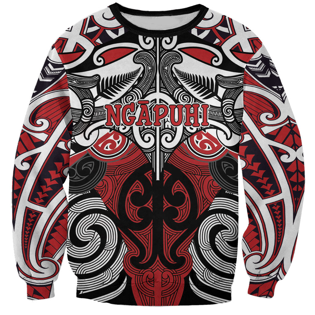 Personalised Maori Ngapuhi Sweatshirt Silver Fern Kowhaiwhai Art LT01 Unisex Red - Polynesian Pride
