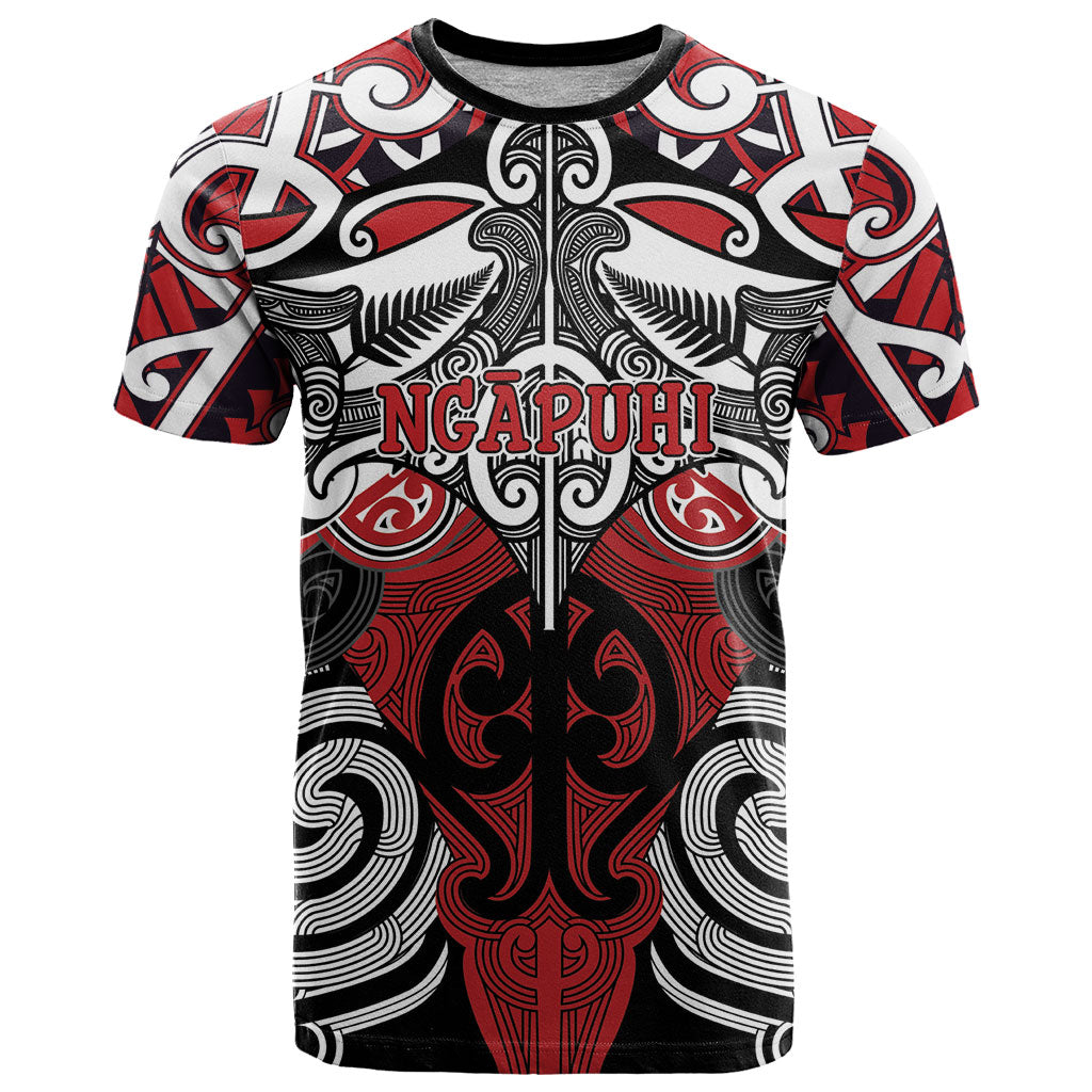 Personalised Maori Ngapuhi T Shirt Silver Fern Kowhaiwhai Art LT01 Red - Polynesian Pride