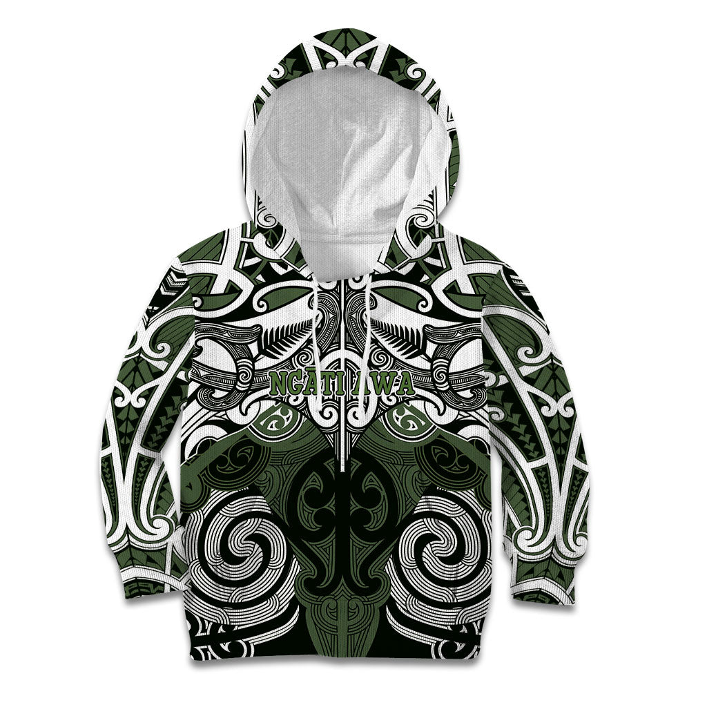 Personalised Maori Ngati Awa Kid Hoodie Silver Fern Kowhaiwhai Art LT01 Hoodie Green - Polynesian Pride