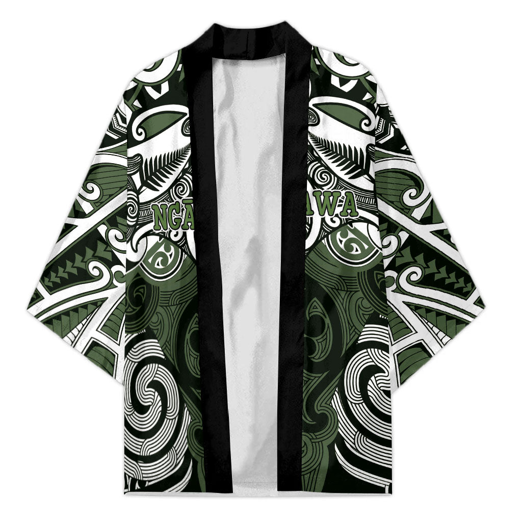 Personalised Maori Ngati Awa Kimono Silver Fern Kowhaiwhai Art LT01 Unisex Green - Polynesian Pride