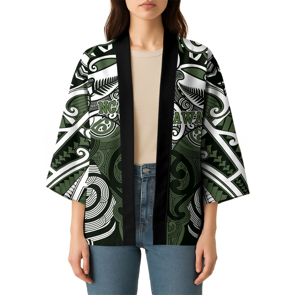 Personalised Maori Ngati Awa Kimono Silver Fern Kowhaiwhai Art LT01 - Polynesian Pride