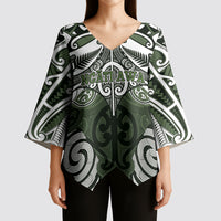 Personalised Maori Ngati Awa Kimono Sleeve Blouse Silver Fern Kowhaiwhai Art LT01 - Polynesian Pride