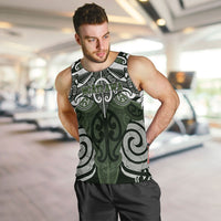 Personalised Maori Ngati Awa Men Tank Top Silver Fern Kowhaiwhai Art LT01 Green - Polynesian Pride
