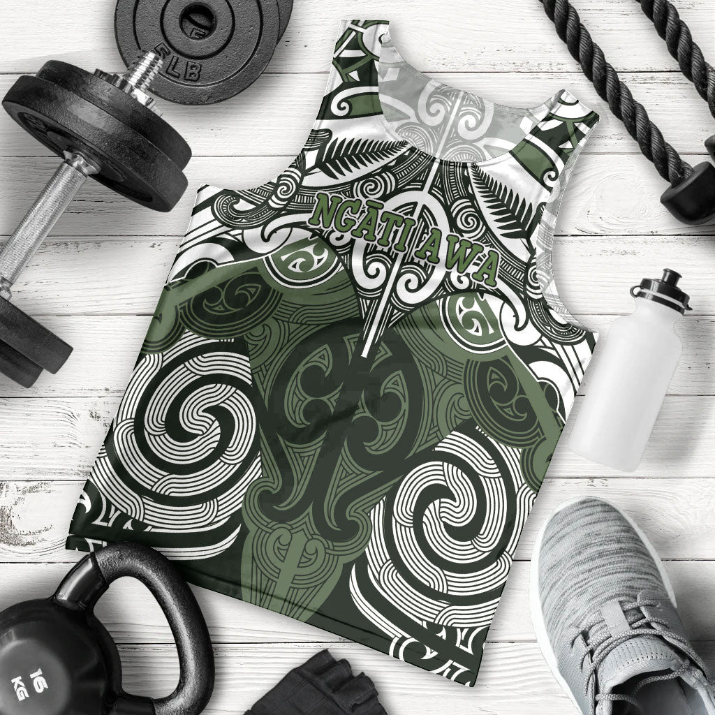 Personalised Maori Ngati Awa Men Tank Top Silver Fern Kowhaiwhai Art LT01 - Polynesian Pride