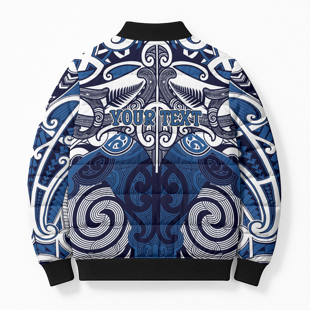 Personalised Maori Ngati Kahungunu Bomber Puffer Jacket Silver Fern Kowhaiwhai Art LT01 - Polynesian Pride