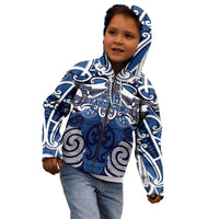 Personalised Maori Ngati Kahungunu Kid Hoodie Silver Fern Kowhaiwhai Art LT01 - Polynesian Pride