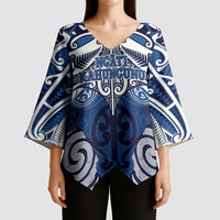 Personalised Maori Ngati Kahungunu Kimono Sleeve Blouse Silver Fern Kowhaiwhai Art LT01 - Polynesian Pride