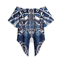 Personalised Maori Ngati Kahungunu Off Shoulder Wrap Waist Top Silver Fern Kowhaiwhai Art LT01 - Polynesian Pride