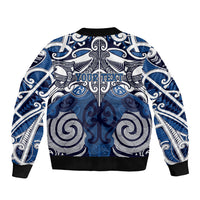 Personalised Maori Ngati Kahungunu Sleeve Zip Bomber Jacket Silver Fern Kowhaiwhai Art LT01 - Polynesian Pride