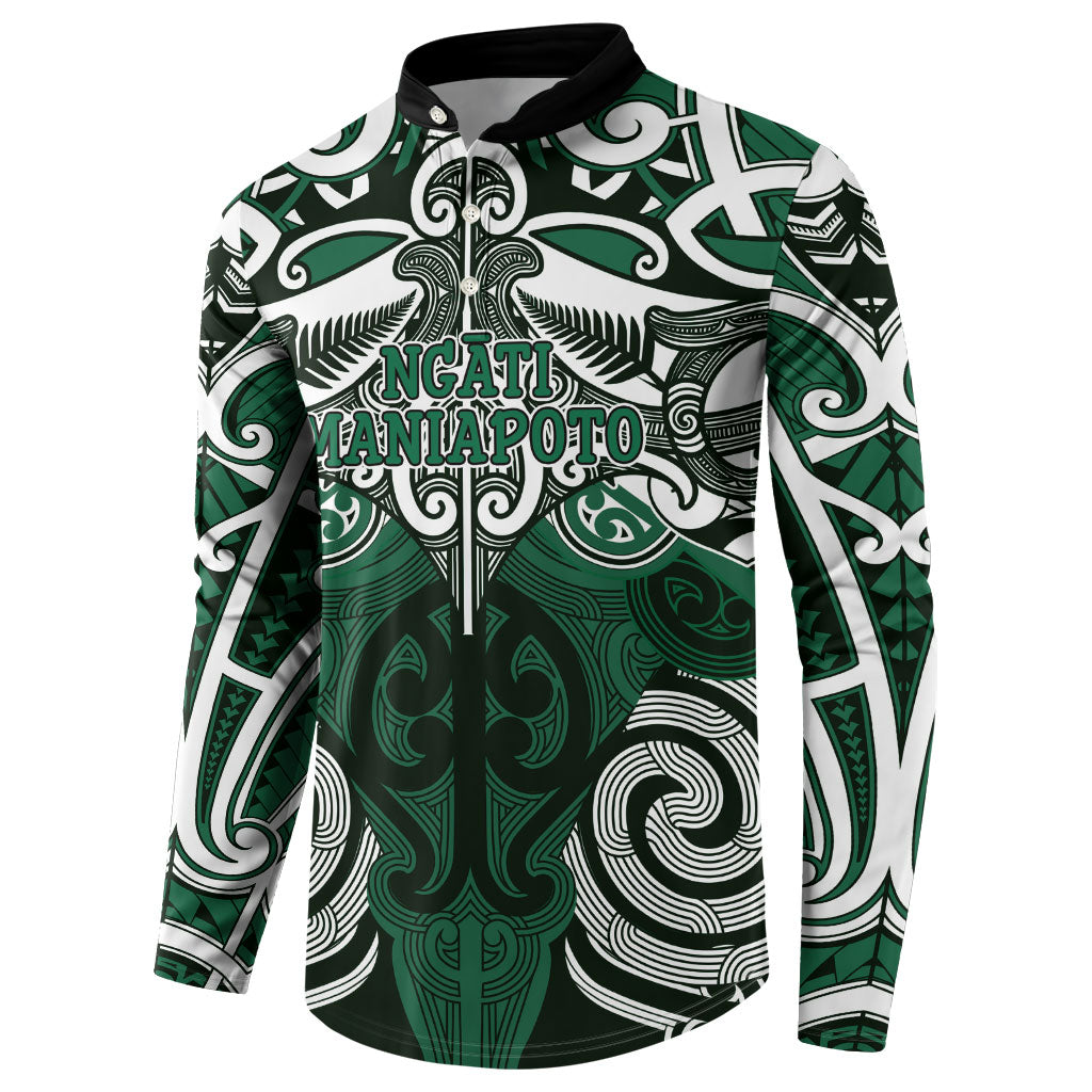 Personalised Maori Ngati Maniapoto Button Sweatshirt Silver Fern Kowhaiwhai Art LT01 - Polynesian Pride
