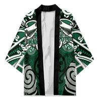 Personalised Maori Ngati Maniapoto Kimono Silver Fern Kowhaiwhai Art LT01 Unisex Green - Polynesian Pride