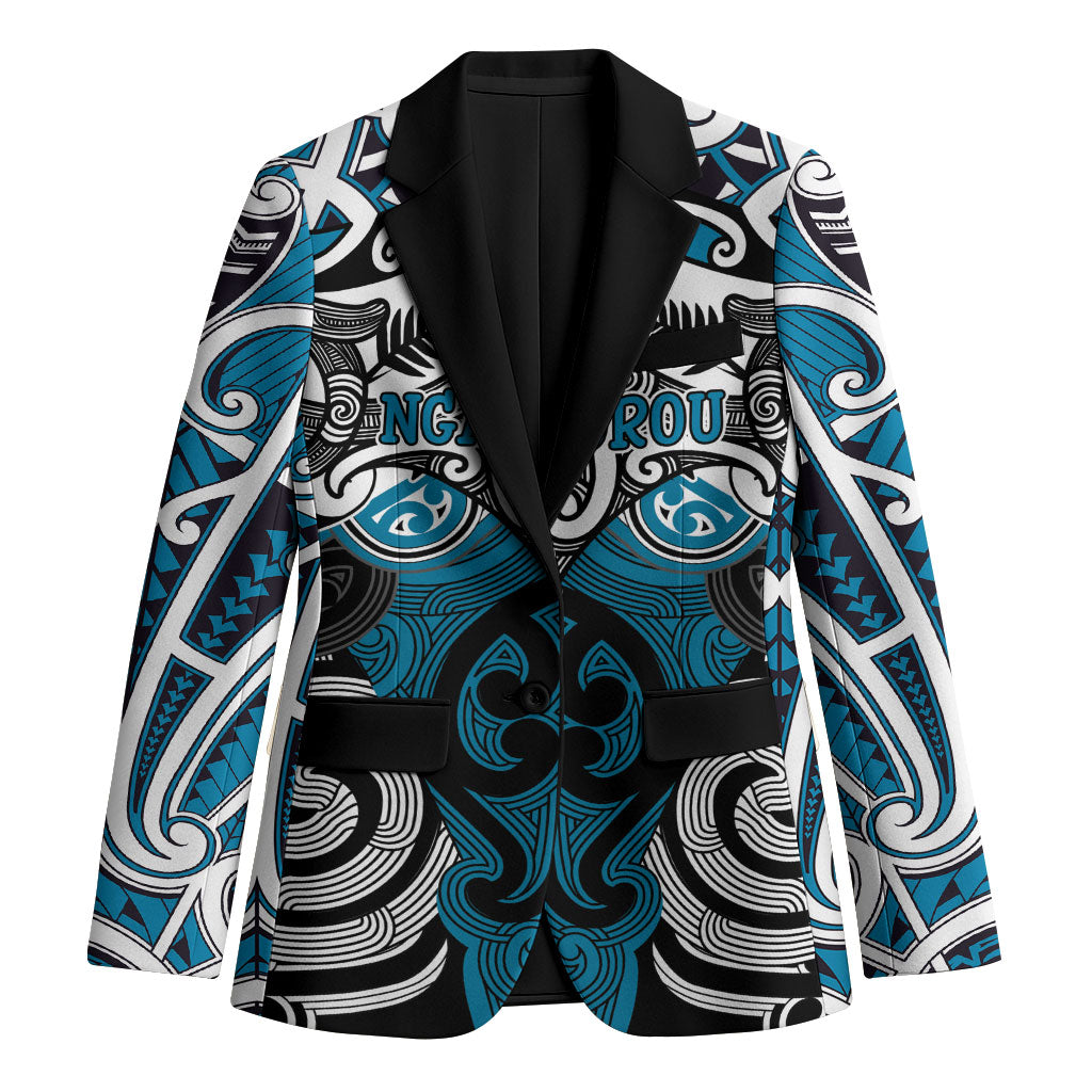 Personalised Maori Ngati Porou Blazer Silver Fern Kowhaiwhai Art LT01 Unisex Blue - Polynesian Pride