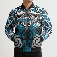 Personalised Maori Ngati Porou Bomber Puffer Jacket Silver Fern Kowhaiwhai Art LT01 - Polynesian Pride