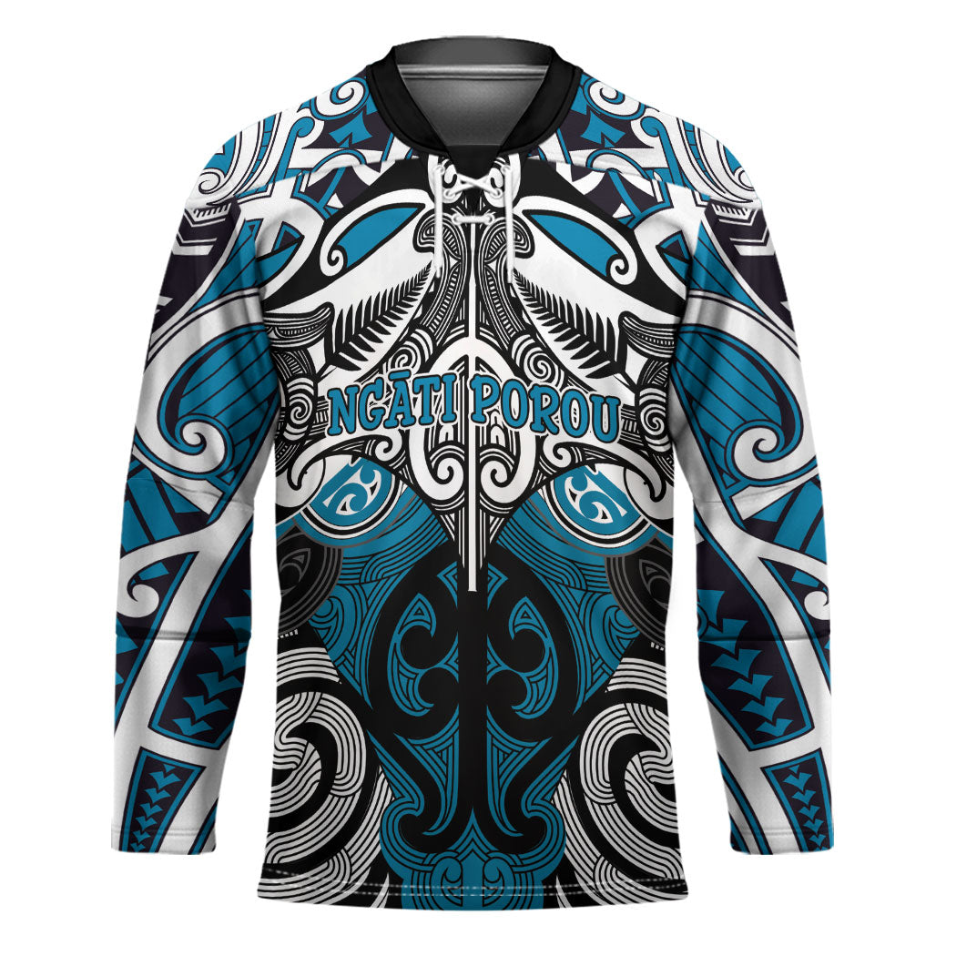 Personalised Maori Ngati Porou Hockey Jersey Silver Fern Kowhaiwhai Art LT01 Unisex Blue - Polynesian Pride